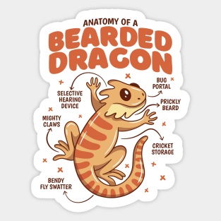 Anatomy of a Bearded Dragon Awesome Pogona Reptile Lover Sticker